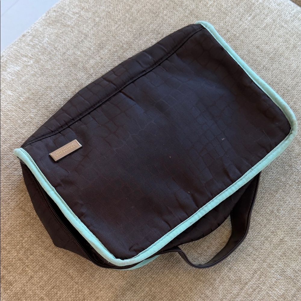 Stephanie Johnson Stylish Brown and Baby Blue Cosmetic Bag